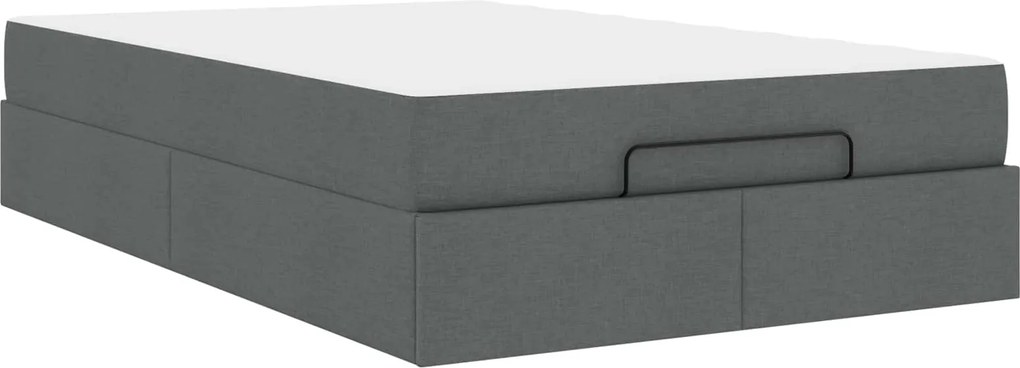 vidaXL Cadru de pat cu saltea cu saltea 2 pcs Gri Scurt țesătură