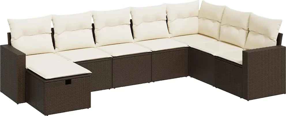 vidaXL Set canapele de grădină cu perne, 8 piese, maro, poliratan