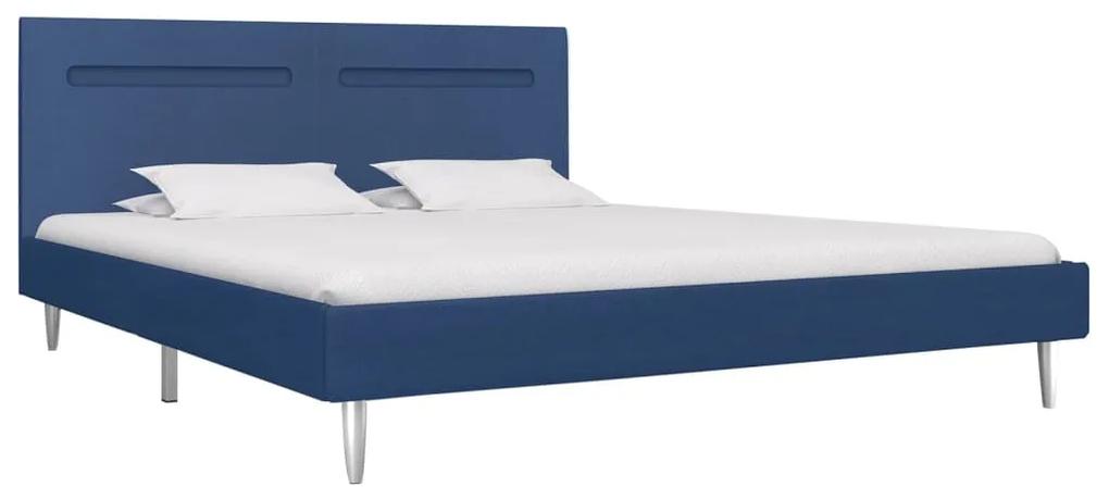 280975 vidaXL Cadru de pat cu LED-uri, albastru, 180x200 cm, material textil