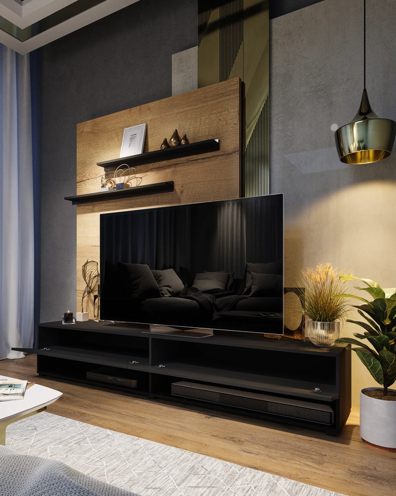 Mobilier living Berny 33 (negru + negru lucios). 1036093