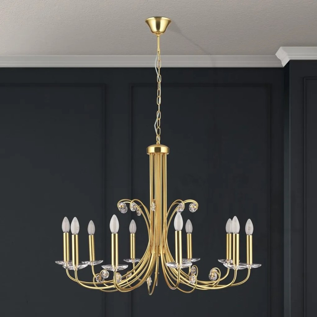 Candelabru stil clasic cu cristal K9 ARIANE 10L auriu