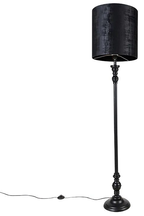 Lampă de podea clasică neagră cu abajur negru 40 cm - Classico