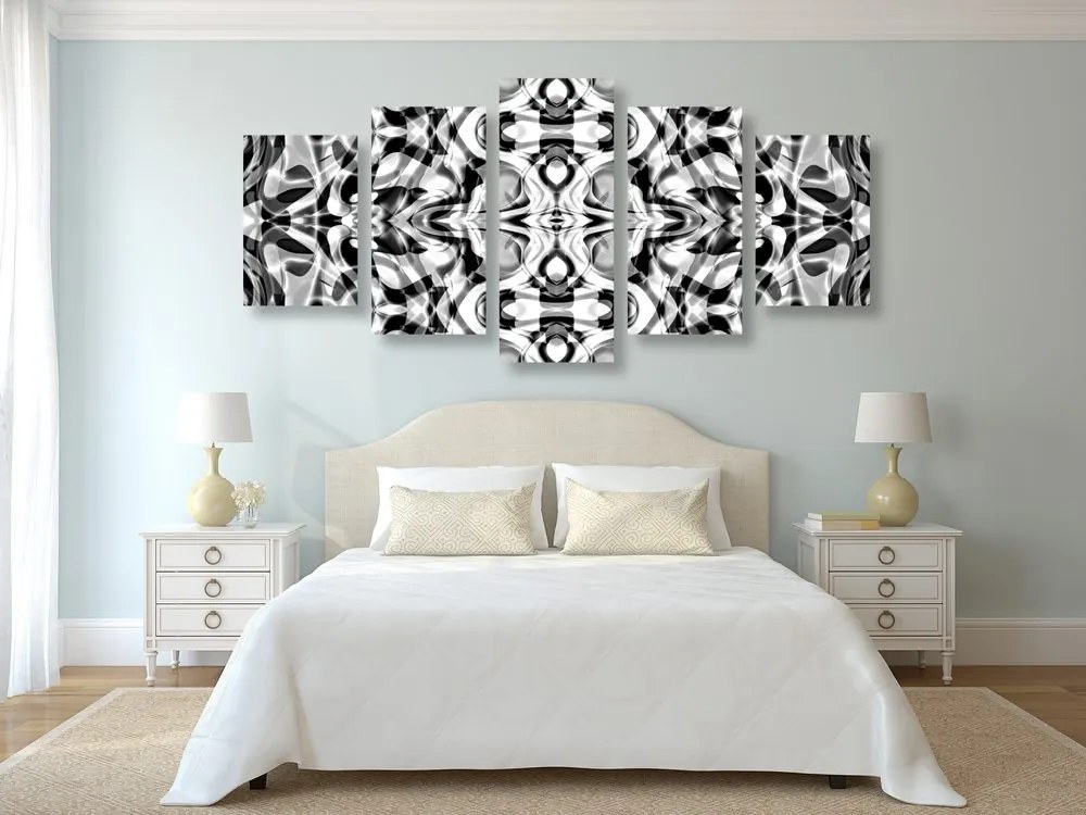 Tablou 5-piese abstractizare în design alb-negru