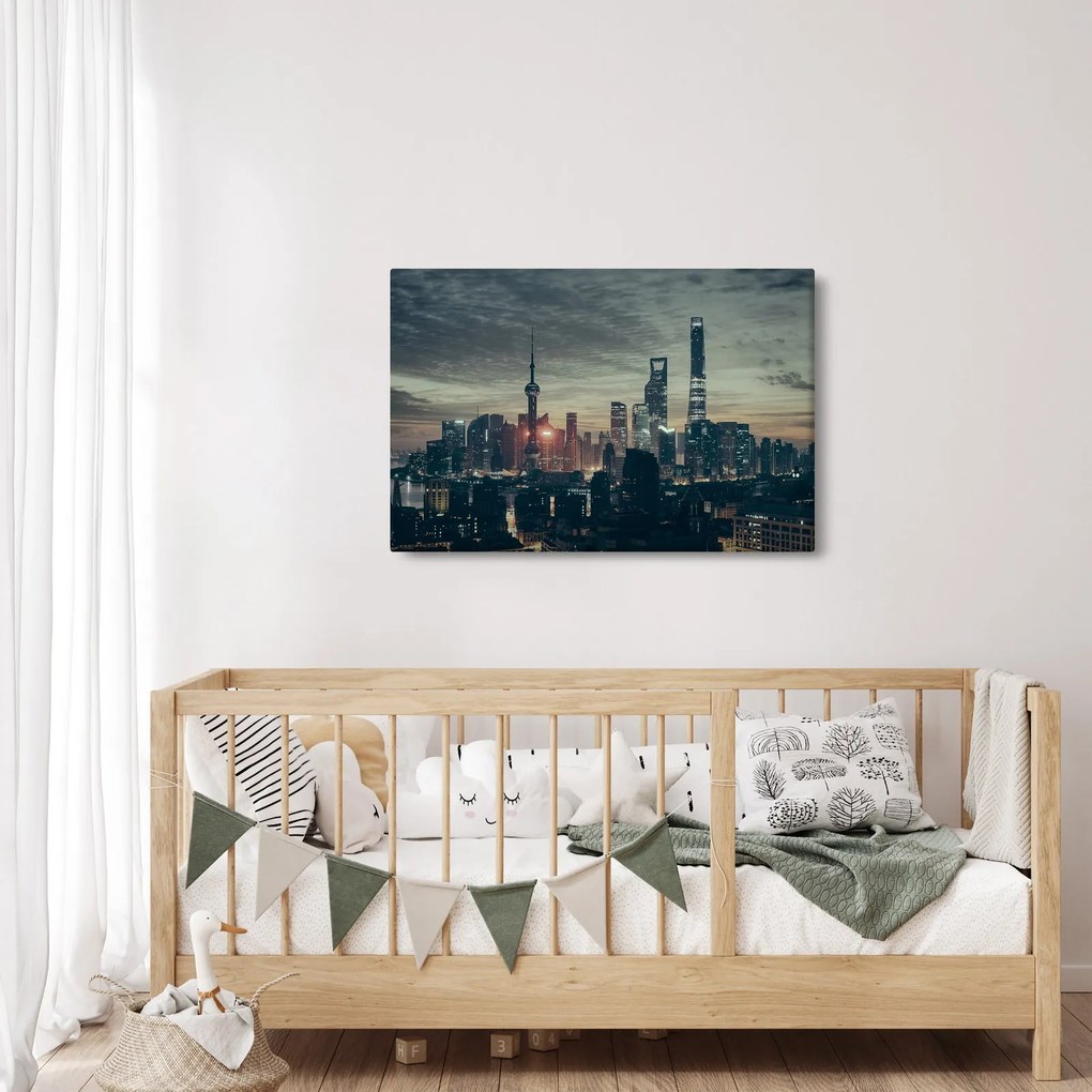 Tablou cu orașul în amurg (90x60 cm)