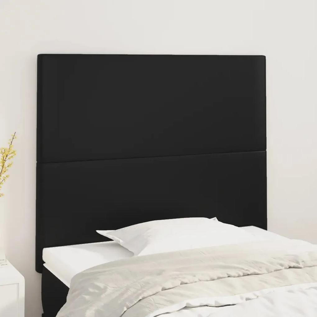 Tablii de pat, 2 buc, negru, 90x5x78 88 cm, piele ecologica 2, Negru, 90 x 5 x 118 128 cm