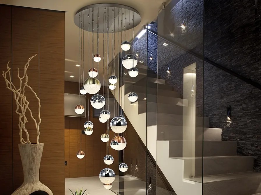 LUSTRA XXL cu 27 pendule LED, H-300cm, DIMABILA prin BLUETOOTH Sphere