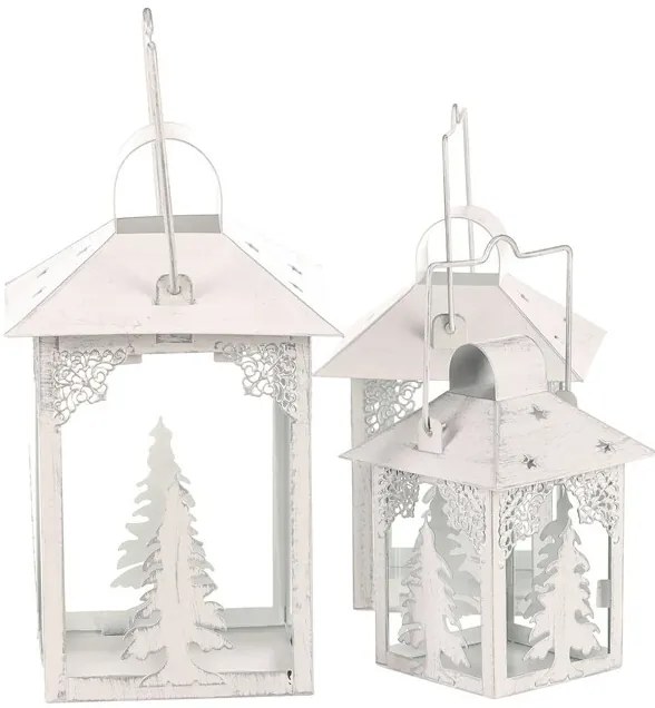 Set de felinare metalice Copaci 3 buc., alb