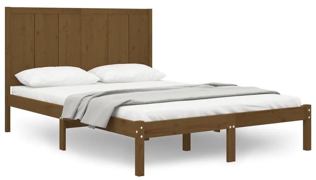 3105703 vidaXL Cadru de pat mic dublu, maro miere, 120x190 cm, lemn masiv