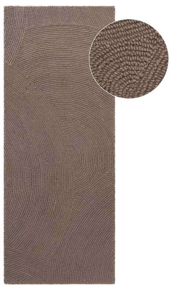 Covor tip traversă taupe țesut manual din lână 80x200 cm Eleni Taupe – Hanse Home