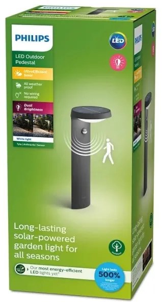 Philips - Lampă solară LED TYLA cu senzor, 1,2W, 4V, 3000K, IP44