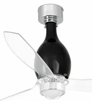 Lustra cu Ventilator si telecomanda MINI ETERFAN M negru mat/transparent