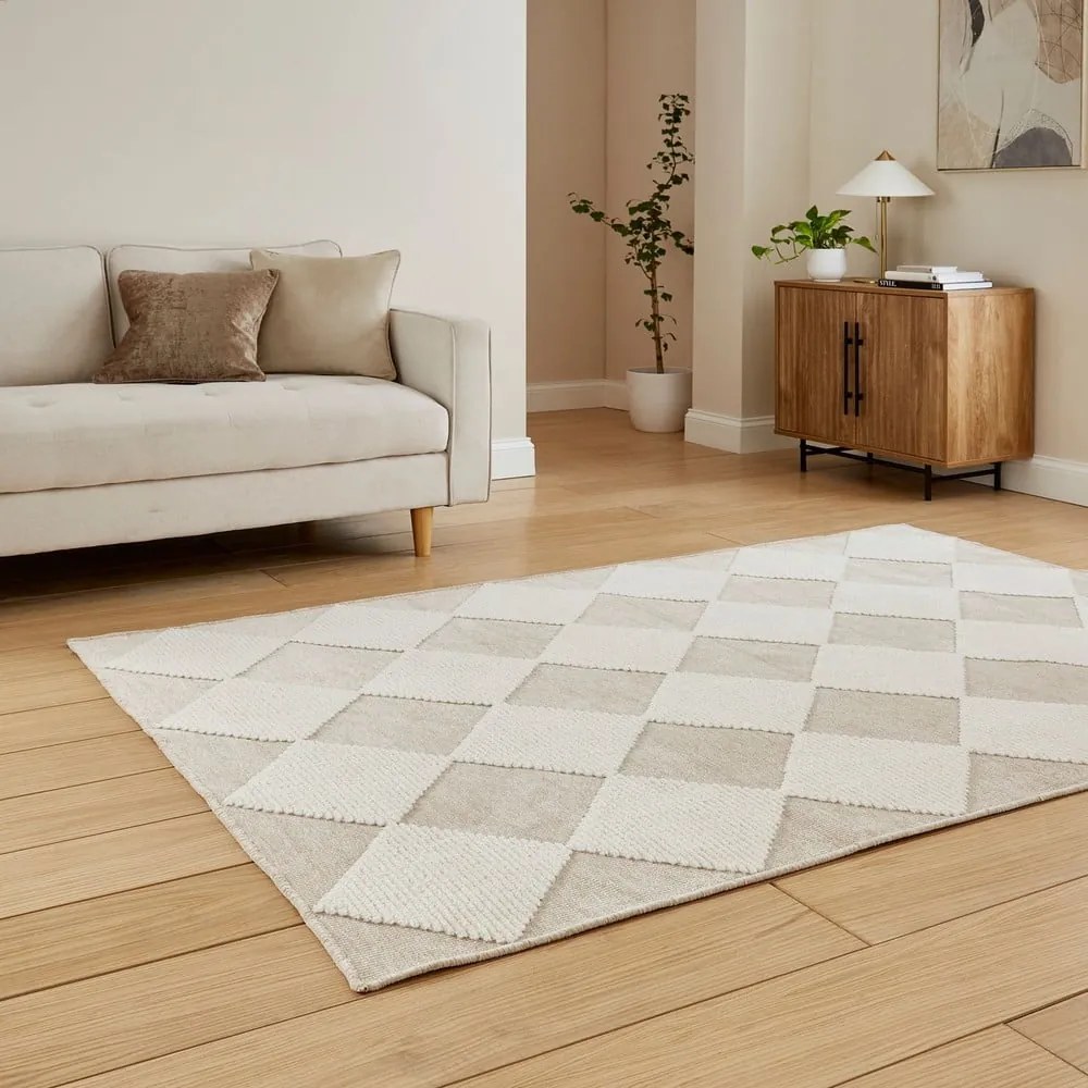Covor alb-bej lavabil 160x230 cm Lyna Beige&amp;White – Think Rugs
