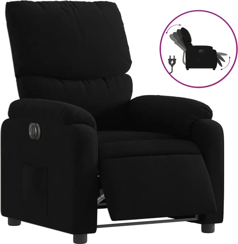vidaXL Fotoliu rabatabil electric, negru, material textil