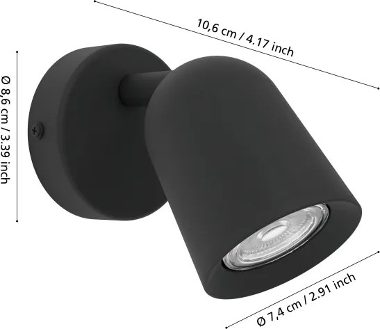 Eglo 901952 - Aplica spot de perete CAMALDOLI 1xGU10/5W/230V negru