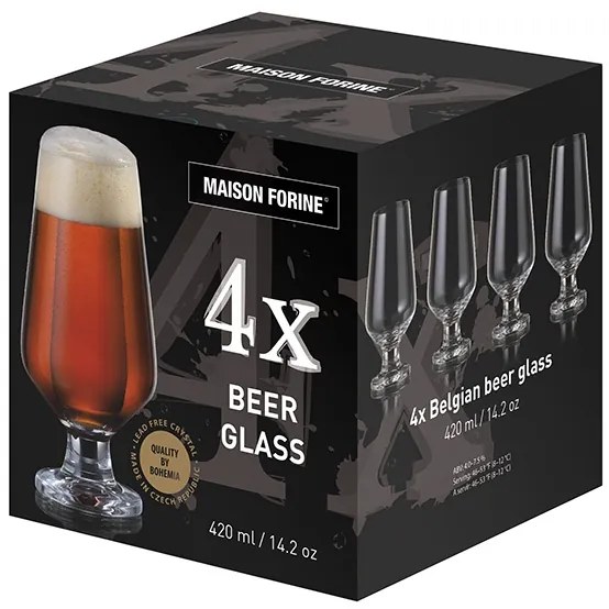 Set 4 pahare bere cu picior 420ml, Belgian