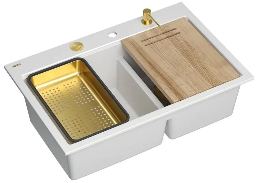 Statie de lucru incastrata Quadron Unique Marc 120 alb - auriu 76x50 cm