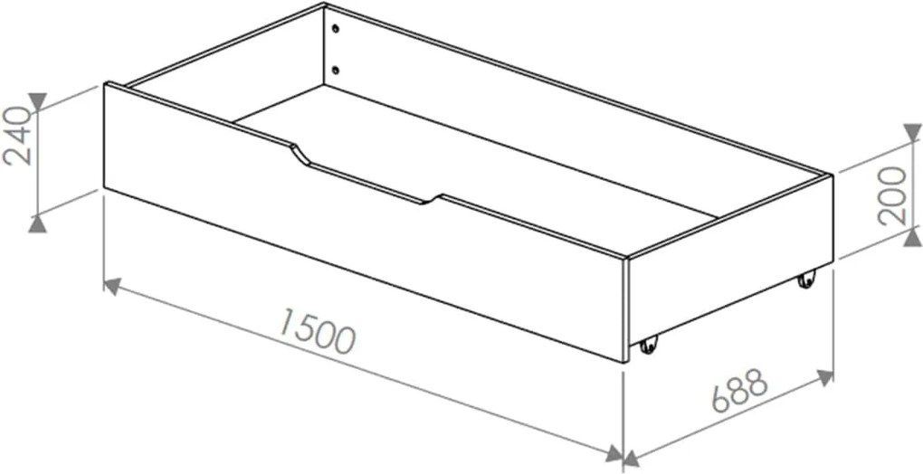 Pat lemn masiv nuc Preston cu Sertar - 140x200