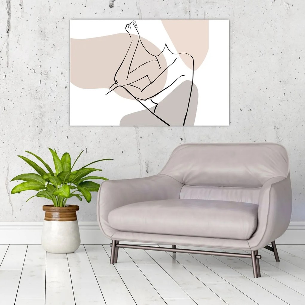Tablou - Femeie corp linie de artă N⁰1 (90x60 cm)