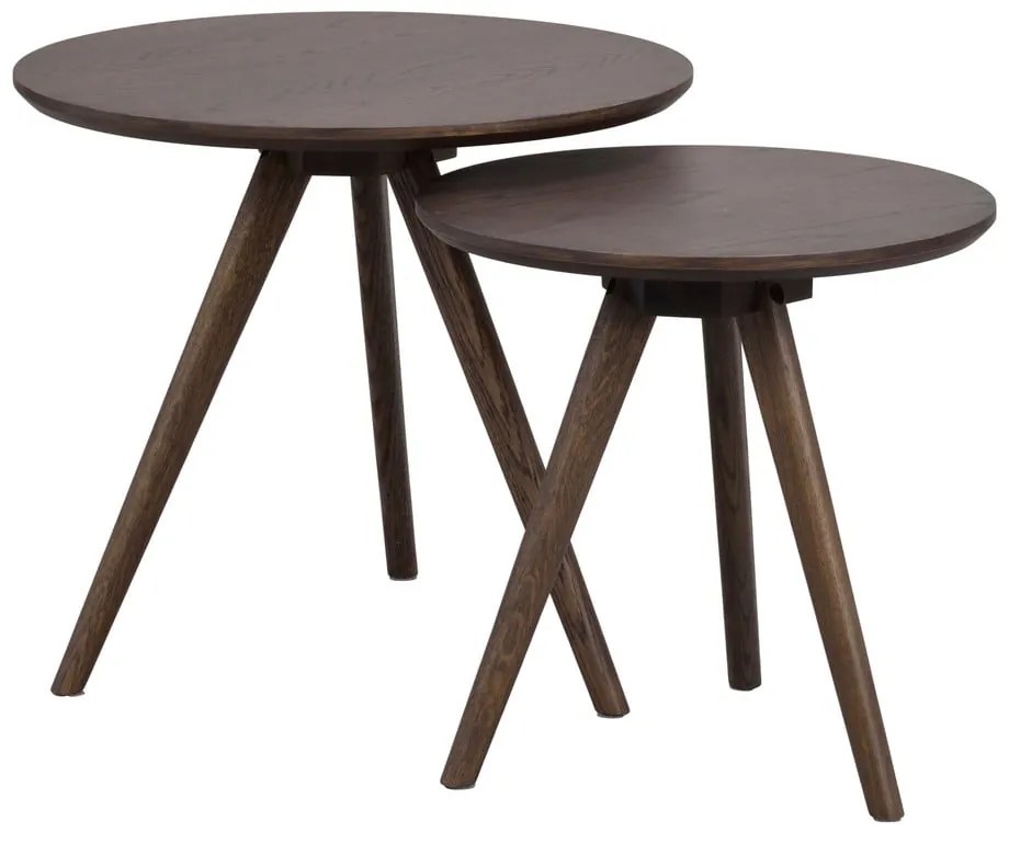 Măsuță auxiliară rotundă cu blat cu aspect de lemn de stejar ø 50 cm Yumi – Rowico