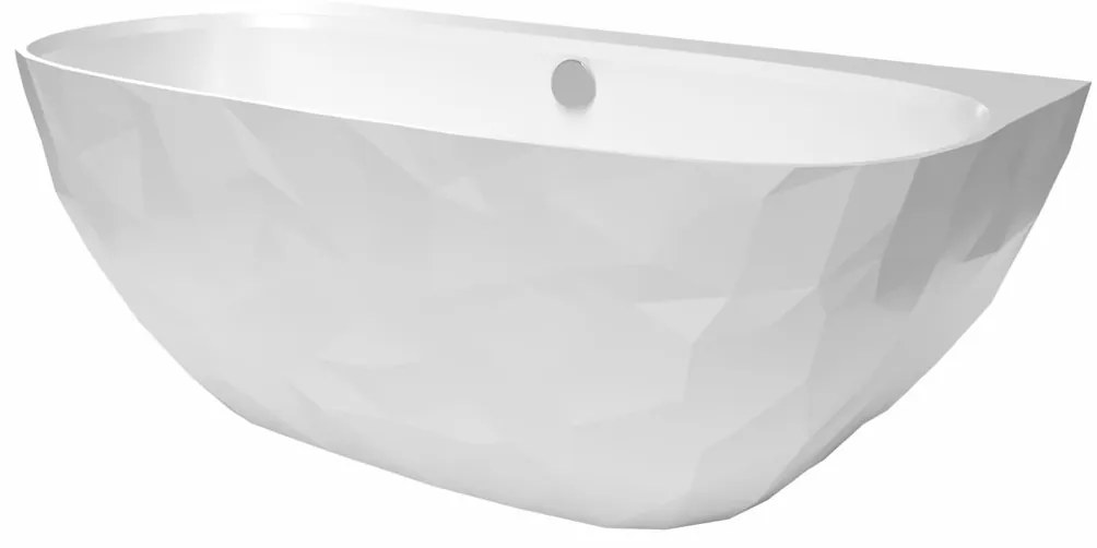 Cada freestanding compozit, 160 x 80 cm, lipita de perete, model 3D, alb lucios mat Foglia Linea