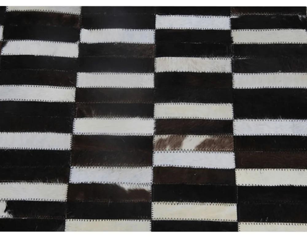 Covor de lux din piele, maro negru alb, patchwork, 201x300, Piele de vita Tip 6
