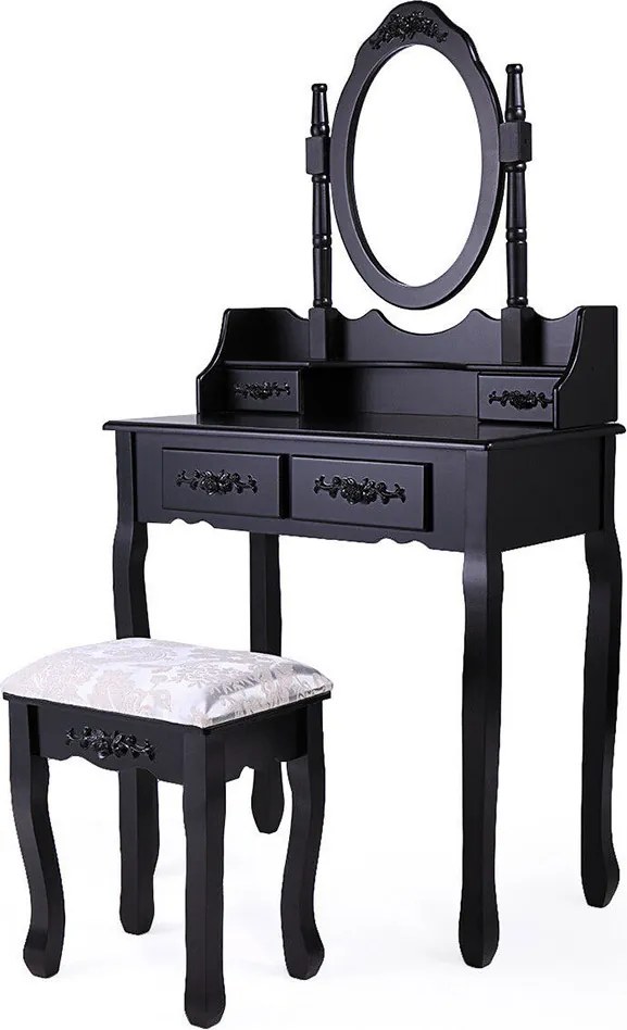 Masuta de toaleta Rome cu taburet-negru