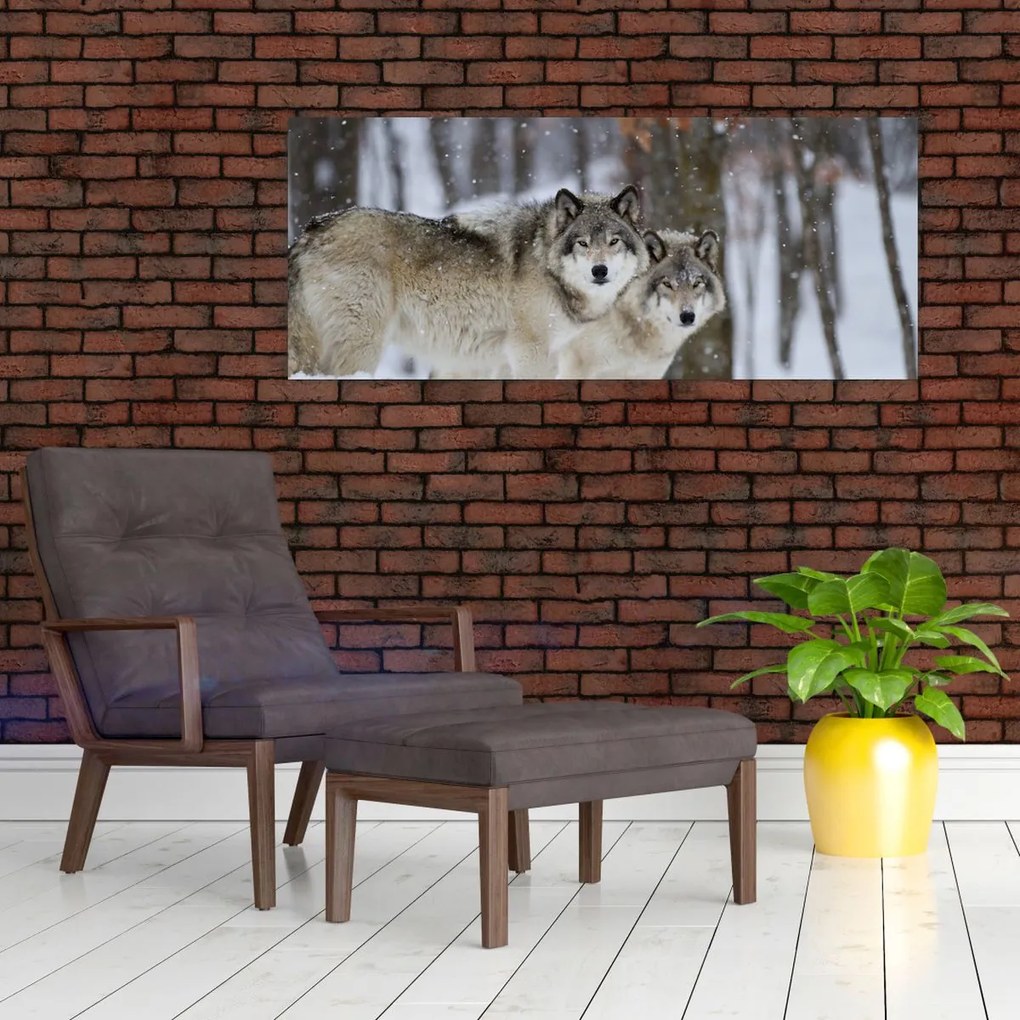 Tablou - Lupii în timpul iernii (120x50 cm)