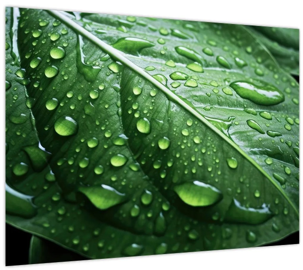 Tablou - Detaliu de frunze după ploaie (70x50 cm)