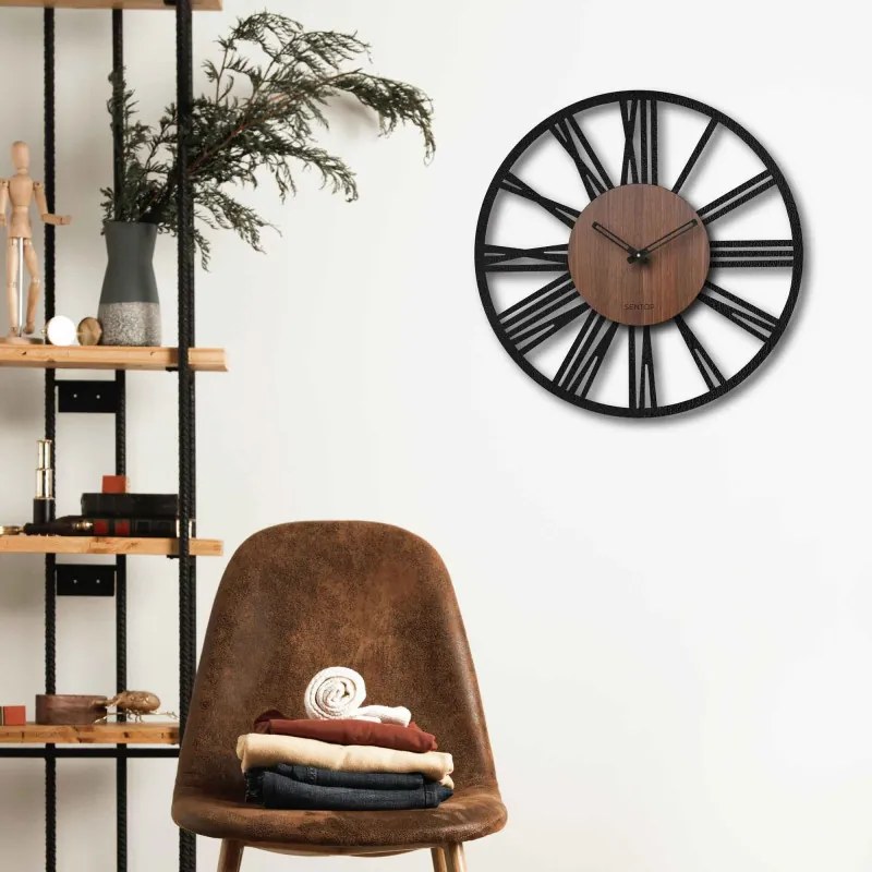 SENTOP | Ceas de perete Numere romane - Walnut wenge