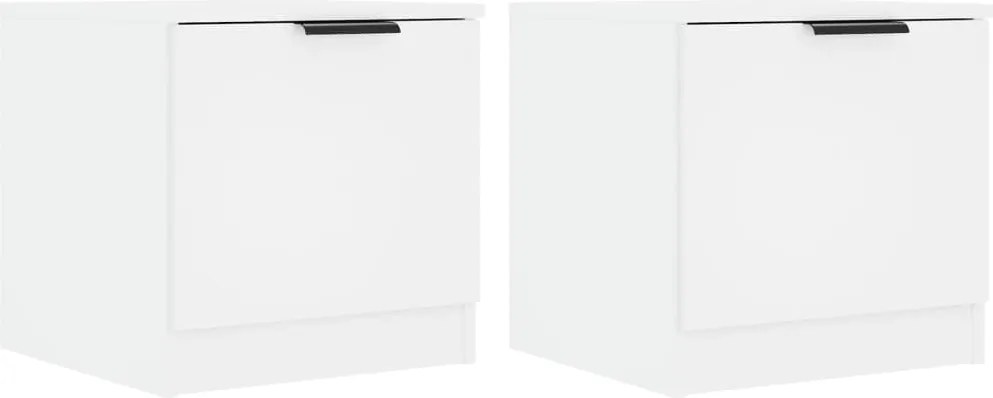 vidaXL Noptiere, 2 buc., alb, 40x39x40 cm