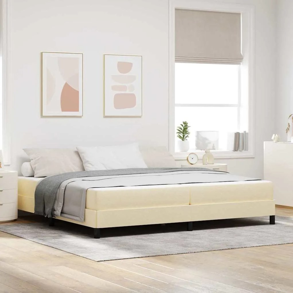 vidaXL Pat cu arcuri Altele Crem 200 x 200 cm țesătură