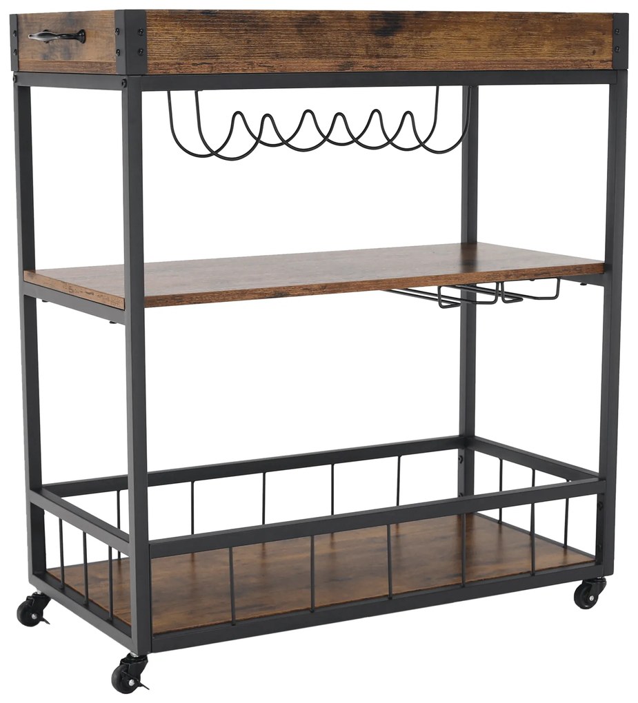 Carucior de servire, stejar smoke / negru, SILVIUS