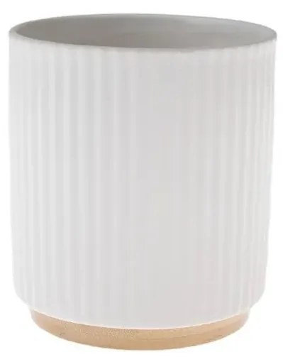 Husă ceramică pentru ghiveci cu suport din bambus,12 x 12 x 13 cm