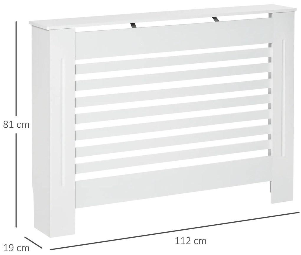 HOMCOM Mască pentru Calorifer din Lemn cu Structură din Șipci și Raft, 112x19x81 cm, Alb | Aosom Romania