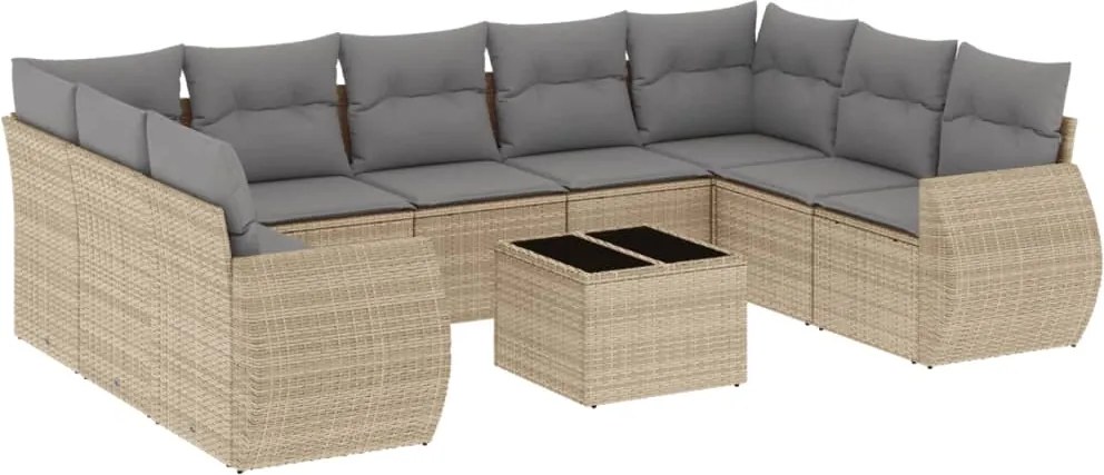 vidaXL Set canapele de grădină cu perne, 10 piese, bej, poliratan