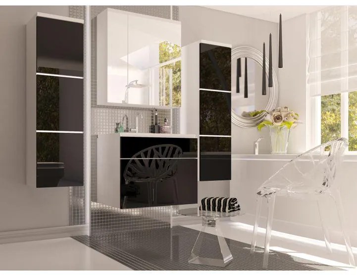 OFERTA Dulap alb pentru lavoar MASON BL13, negru lucios HG calitatea II