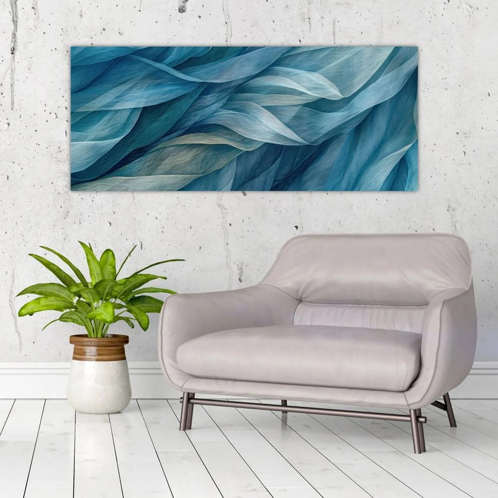 Tablou - Undele albastre și albe (120x50 cm)