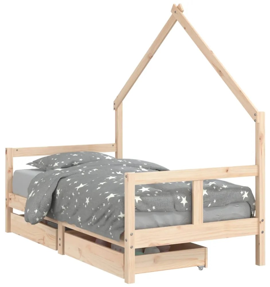 834543 vidaXL Cadru de pat copii cu sertare, 80x160 cm, lemn masiv pin