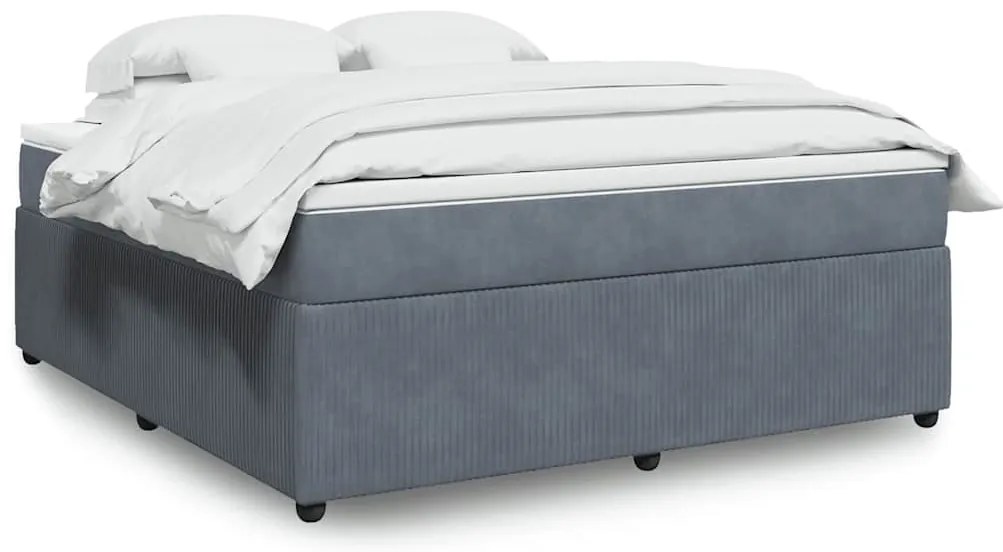 vidaXL Pat box spring cu saltea, gri închis, 180x200 cm, catifea