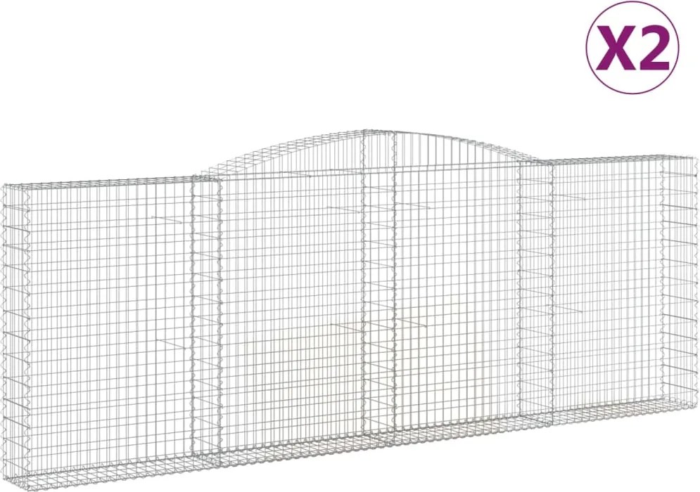 vidaXL Coșuri gabion arcuite 2 buc, 400x30x140/160 cm, fier galvanizat