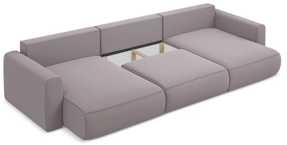 Colțar mov lavandă extensibil/cu spațiu de depozitare cu tapițerie din catifea (în formă de "U") Kapua – Makamii