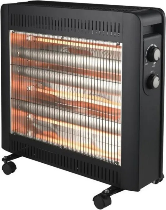 Radiator cu quartz Rosberg R51972E, 2400W, 4 tuburi, 2 trepte, Protectie rastunare, Negru