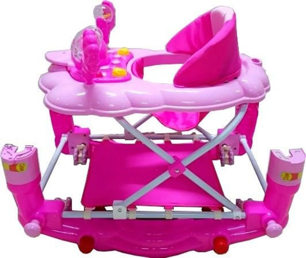 Premergator cu sistem de balansare Baby Care™ H914 , roti din silicon, cu melodii, Ratusca, Pliabil, ROZ