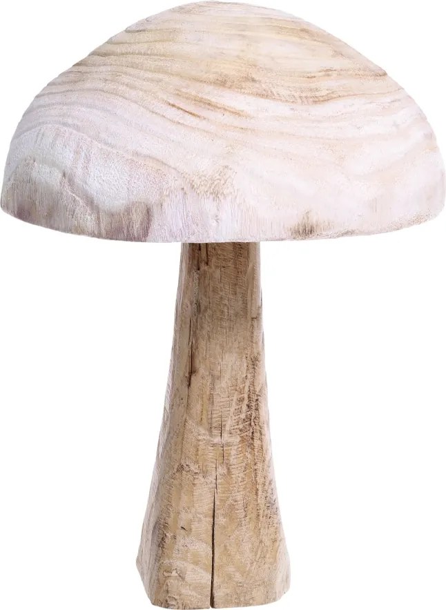 Ciupercă decorativă din lemn de paulownia, H40/D30 cm