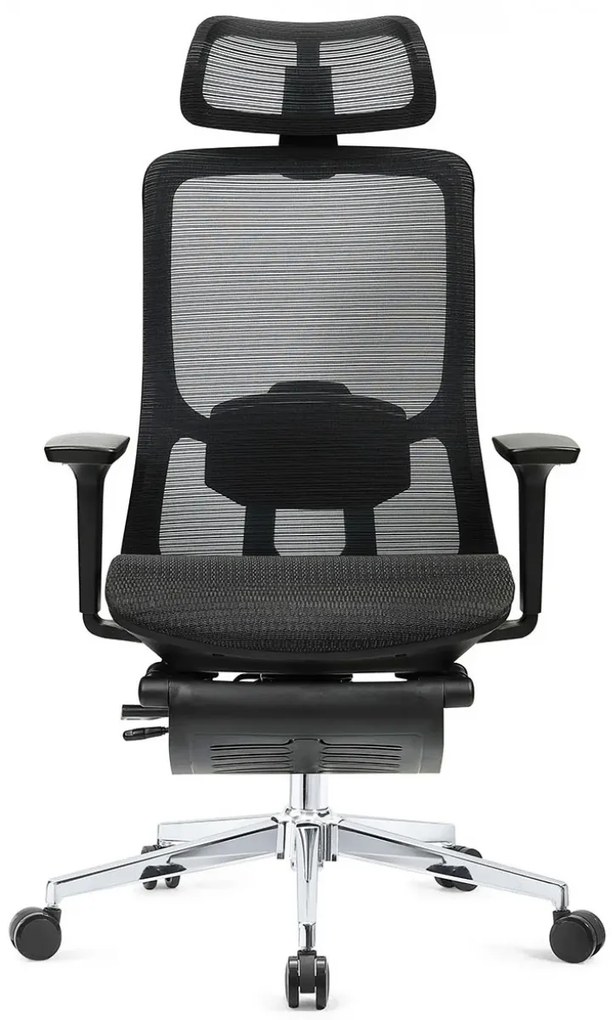 ROCKY-V5 Scaun ergonomic, Full Mesh, Sezut Translatie, suport picioare, Negru