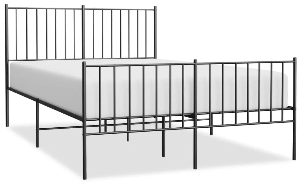 350879 vidaXL Cadru pat metalic cu tăblie de cap/picioare, negru, 120x190 cm