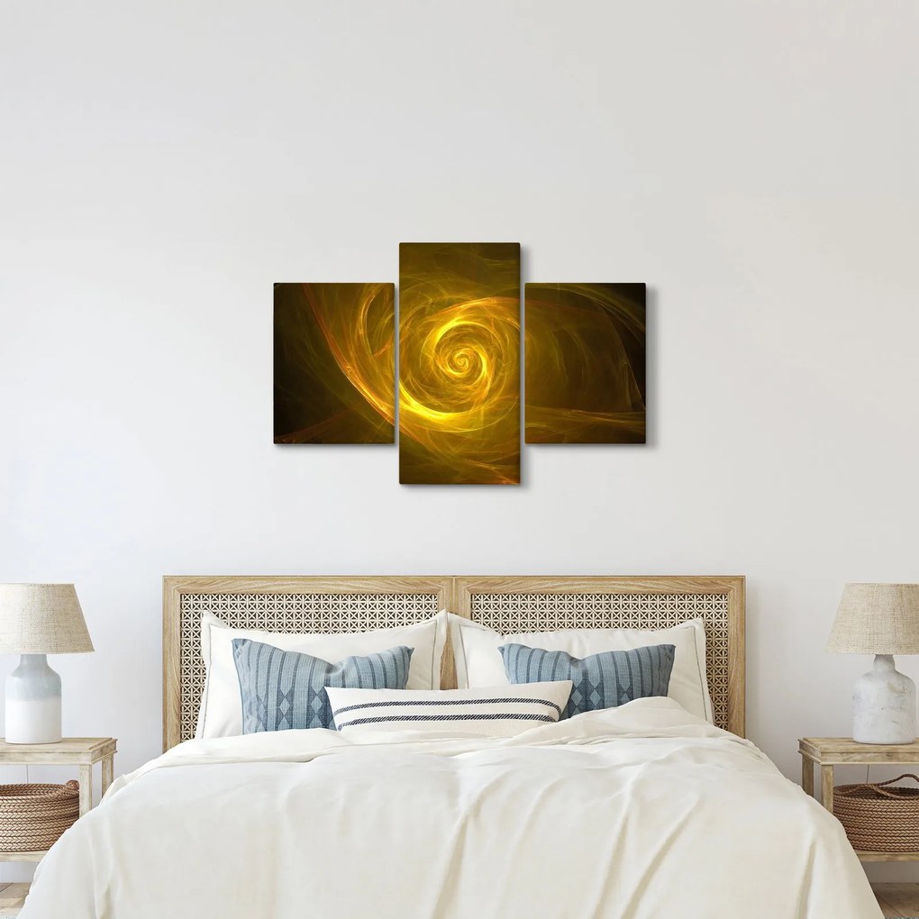 Tabloul cu spirala abstractă în galben (90x60 cm)