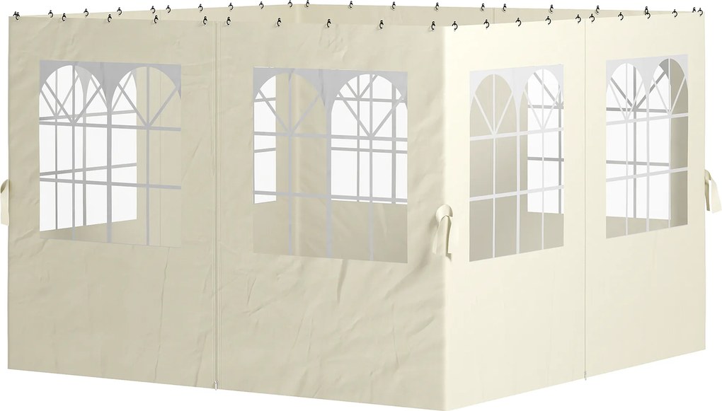 Outsunny Panouri laterale pentru pavilion, 4 panouri laterale pentru pavilion de grădină, cu fermoar, pavilion 3 x 4 m, crem | Aosom Romania
