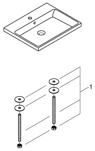 GROHE 3947900H - Lavoar CUBE CERAMIC 600 × 490 mm, din ceramică, alb
