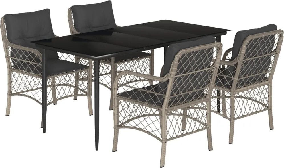 vidaXL Set mobilier de grădină cu perne, 5 piese gri deschis poliratan